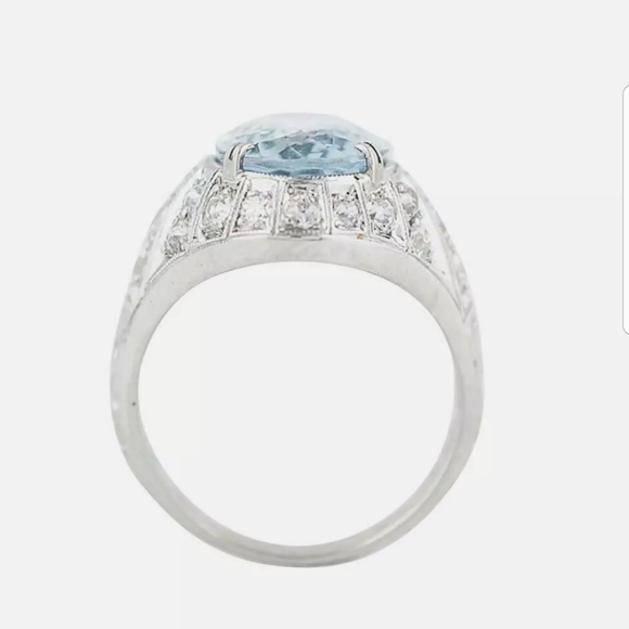 New Fashion Women Blue Aquamarine Ring Gemstone - Picture 5 of 10